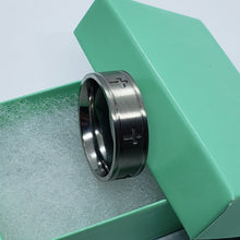 Load image into Gallery viewer, 8mm Titanium Wedding Band Cross Ring Deep Carving Grooved Edges Fit Sizes 6-14