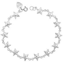 Load image into Gallery viewer, 925 Sterling Silver Anklet with Linked Stars 10mm, Fits 9" to 10" Ankles