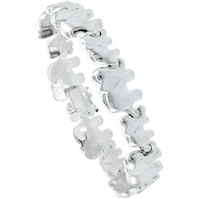 Load image into Gallery viewer, 925 Sterling Silver Stampato Elephant Link Necklace Bracelet Italy 13mm 7"-16"