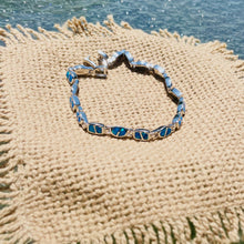 Load image into Gallery viewer, Sterling Silver Synthetic Opal Bracelet Oval & Square Links Hand Inlay