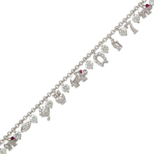 Load image into Gallery viewer, 14K White Gold Fancy Charm Bracelet 2 mm Link 7 mm Center 7" for Women