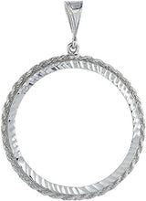 Load image into Gallery viewer, Sterling Silver Dollar Coin Rope Bezel 38 mm Coins Prong Back Diamond Cut Shiny
