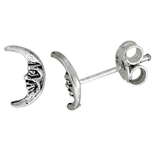 Load image into Gallery viewer, 925 Sterling Silver Tiny Moon Stud Earrings 3/8 inch for Girl Women (10mm Wide)