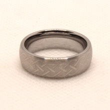 Load image into Gallery viewer, Tungsten Carbide Domed Etched Celtic Knot Brushed Finish Wedding Band Ring 8mm