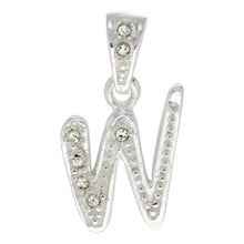 Load image into Gallery viewer, 925 Sterling Silver CZ Action Initial Letter Alphabet Pendant 3/4 Inch Wide