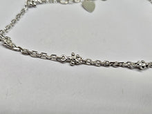 Load image into Gallery viewer, 925 Sterling Silver Oval Link Anklet with Teeny Flowers, Fits 9" to 10" Ankles