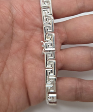 Load image into Gallery viewer, 925 Sterling Silver Stampato Greek Key Link Necklace Bracelet Italy 8mm 7"-18"