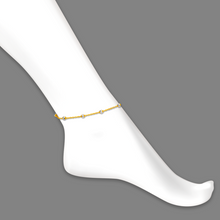 Load image into Gallery viewer, 14K Solid Two Tone Gold Ball Station Bead Rolo Bracelet Anklet 2mm / 7" 10"