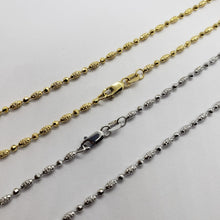 Load image into Gallery viewer, 14k Solid Yellow White Gold D/C Bead Chain Necklace Men Women 2mm / 16" ~ 24"