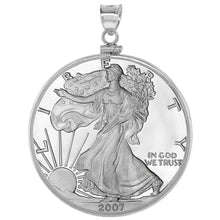 Load image into Gallery viewer, 925 Sterling Silver 1 oz Silver Eagle Coin Bezel 40.7mm 41mm Screw Top Coin Edge