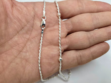 Load image into Gallery viewer, 925 Sterling Silver Rope Station Chain Necklace Anklet Diamond Chain 4mm 16 Inch