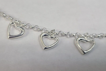 Load image into Gallery viewer, 925 Sterling Silver Puffy Cut-Out Hearts Bracelet for Women 3/4 inch 7 inch long
