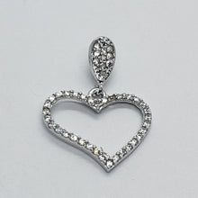 Load image into Gallery viewer, 14K Yellow White Rose Gold Fancy Heart CZ Pendant Charm High Polished 16x13mm