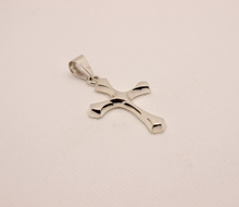 Load image into Gallery viewer, 925 Sterling Silver Skinny Beveled Edge Rhombus Shape Cross Pendant 38mm