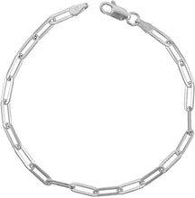 Load image into Gallery viewer, 925 Sterling Silver Paperclip Chain Necklace Bracelet Italy 4mm Sizes 7-30 inch