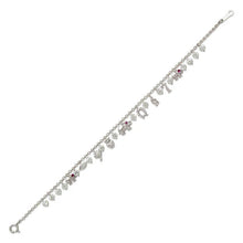Load image into Gallery viewer, 14K White Gold Fancy Charm Bracelet 2 mm Link 7 mm Center 7" for Women