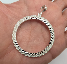 Load image into Gallery viewer, 925 Sterling Silver Rope Edge Prong Back Bezel for 47mm 2 oz Pancho Villa Coin