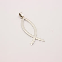 Load image into Gallery viewer, 925 Sterling Silver Plain Flat Vertical "Ichthus" Christian Fish Symbol Pendant