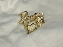 Load image into Gallery viewer, 10k Solid Yellow Gold Slanted Heart Cursive Initial Letter Alphabet Ring