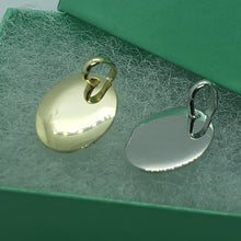 Load image into Gallery viewer, 14K Yellow White Gold Plain Oval Pendant Disc Charm High Polished 1.6g 11.5x15mm