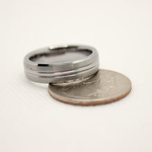 Load image into Gallery viewer, Tungsten Carbide Convex Groove Satin Finish Beveled Edge Wedding Band Ring 6mm