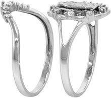 Load image into Gallery viewer, 2-Piece Sterling Silver Guadalupe Ring for Women D/C Halo Split Shank 5/8in 6-9