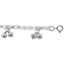 Load image into Gallery viewer, 925 Sterling Silver Anklet with Small Bells, Fits 9" to 10" Ankles