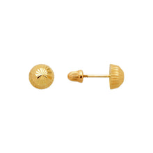 Load image into Gallery viewer, 14K Yellow Gold Diamond Cut Ball Stud Earrings 6mm Wide 2grams Screw Backing