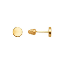 Load image into Gallery viewer, 14K Yellow Gold 5mm Disk Stud Earrings High Polished Screw Backing