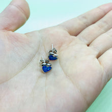 Load image into Gallery viewer, Sterling Silver Synthetic Opal Stud Heart Earrings