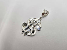 Load image into Gallery viewer, 925 Sterling Silver Dollar Sign Pendant Diamond Cut 1 1/16 (27mm) Inch Tall