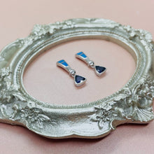 Load image into Gallery viewer, Sterling Silver Synthetic Blue Opal Stud Earrings With Trillium Shape