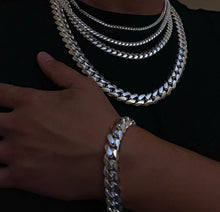 Load image into Gallery viewer, 925 Sterling Silver Miami Cuban Link Chain Necklace Bracelet 2mm~19mm All Sizes