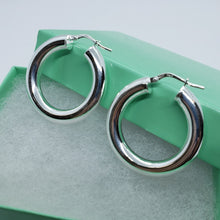 Load image into Gallery viewer, Sterling Silver 5mm Thick Tube Hoop Earrings Plain Polished 3/4-2 3/8 inch Round