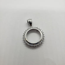Load image into Gallery viewer, Sterling Silver Cubic Zirconia Dime Bezel CZ Halo 18 mm Coins Prong Back 10 cent