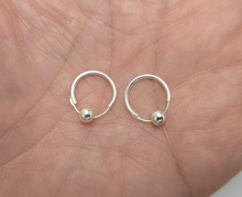 Load image into Gallery viewer, 925 Sterling Silver Endless Hoop Earrings with Bead 1/2 inch Diameter