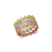 Load image into Gallery viewer, 14K Solid Gold Women Fancy CZ Band Ring Band Yellow Rose White Sizes 6-9