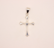Load image into Gallery viewer, 925 Sterling Silver Skinny Beveled Edge Rhombus Shape Cross Pendant 38mm