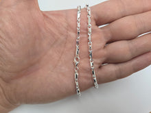 Load image into Gallery viewer, 925 Sterling Silver Beveled Edges Italian Baht Chain Necklace 3mm 7" to 30"