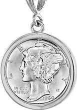 Load image into Gallery viewer, Sterling Silver Dime Bezel 18 mm Coins Prong Back Square Edge 10 Cent No Coin