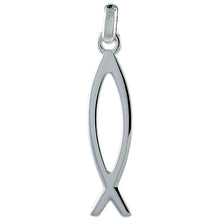 Load image into Gallery viewer, Sterling Silver Handmade Christian Fish Pendant Cut out 2 in w/out 1mm Box Chain
