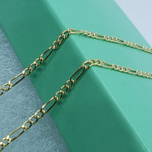 Load image into Gallery viewer, Authentic 10K Yellow Gold Hollow Figaro Chain Necklace 1.9mm Size 16" to 26"