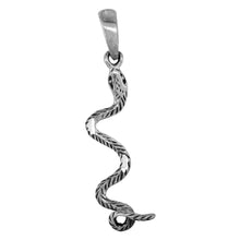 Load image into Gallery viewer, 925 Sterling Silver Long Cobra Snake Pendant Oxidized Finish 1 3/8 (35mm) Inch