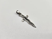 Load image into Gallery viewer, 925 Sterling Silver Wavy Blade Dagger Pendant 1 5/32 (29mm) Inch Tall