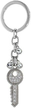 Load image into Gallery viewer, Jeweled White Crystal Key Chain Key Ring Clear 1 1/4 inch 33mm Round 4 inch long