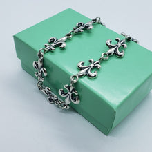 Load image into Gallery viewer, 925 Sterling Silver Fleur De Lis French Lily Bracelet Anklet 7.5 inches Long