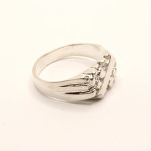 Load image into Gallery viewer, 925 Sterling Silver Slanted Center Stripe Nugget Ring 7/16 Inch Wide, Sizes 8-13