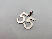 Load image into Gallery viewer, 925 Sterling Silver Small Plain Number 55 Charm Pendant 3/4 (19mm) Inch Tall