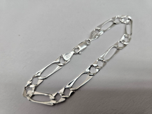 Load image into Gallery viewer, 925 Sterling Silver Figaro Flat Link Bracelet 6mm Chain Loster 7" to 7.5" Long