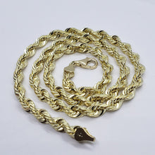 Load image into Gallery viewer, Authentic 10K YELLOW GOLD Hollow Twist Rope Link Chain Necklace 5.5mm 22"